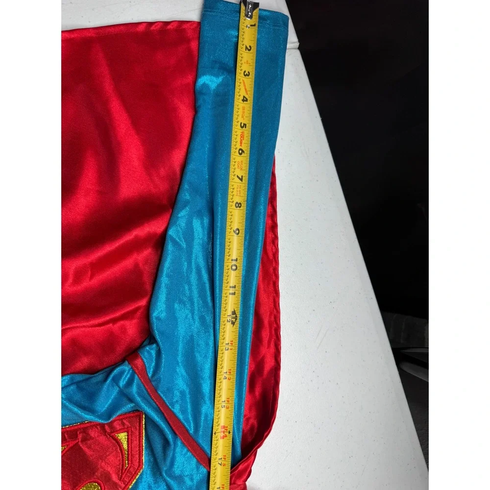 Supergirl Costume Dress with Attached Hooded Cape Blue Red Girls Superhero